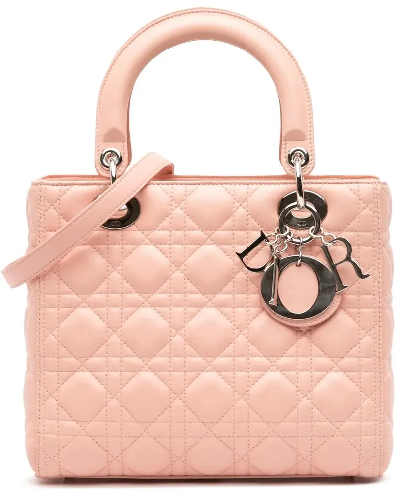 Dior Hobo Bags Medium Lambskin Cannage Lady Dior rosa Gold