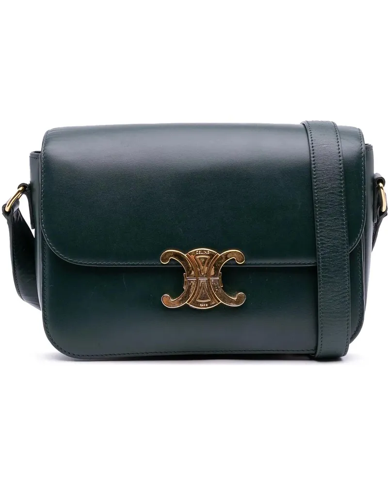 Celine Hobo Bags Classique Shiny Calfskin Triomphe Crossbody grün Grün
