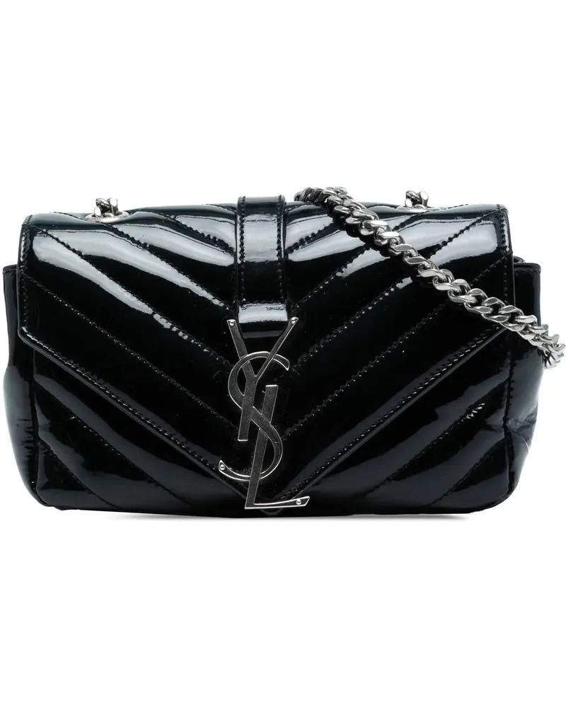 Saint Laurent Hobo Bags Baby Patent Chevron Classic Monogram Chain Bag schwarz Schwarz