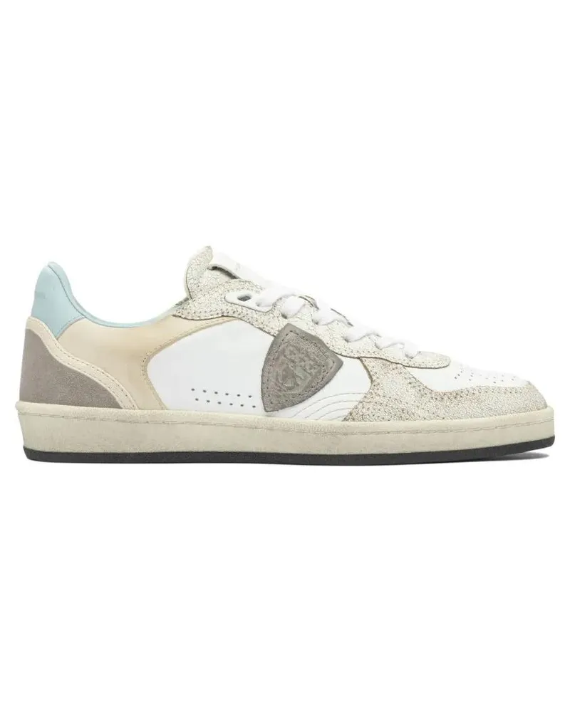 Philippe Model Low-Top Sneaker Beige Low-Top Sneakers With Textured Leather Panel bunt Bunt