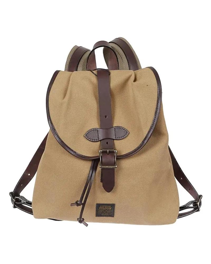 Filson Rucksäcke Structured Tan Cotton Drawstring Backpack With Lea braun Braun