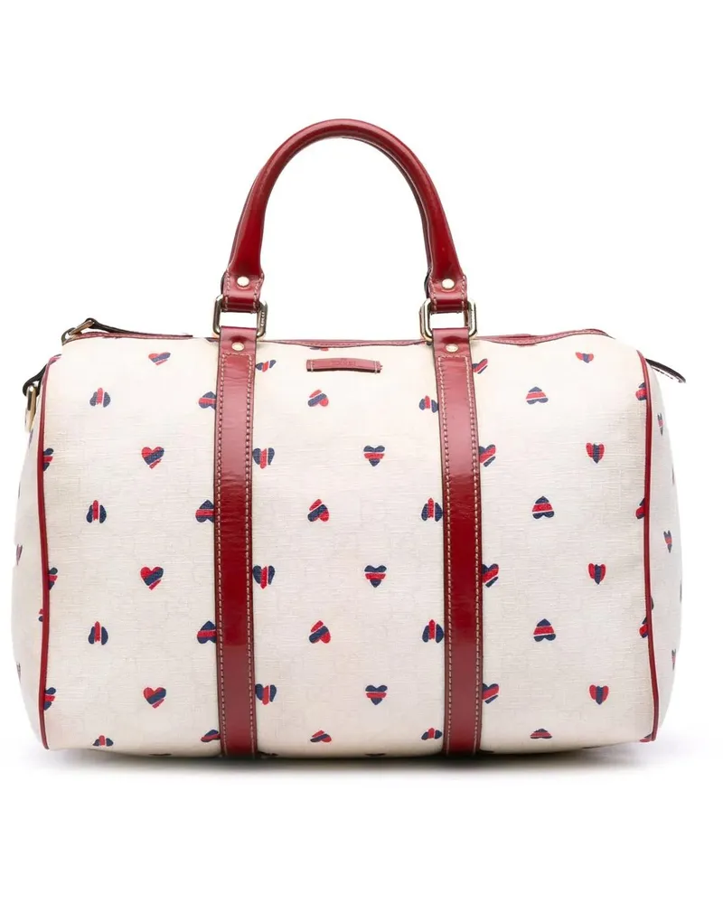 Gucci Crossbody Bags 2016-2024 Medium GG Supreme Hearts Joy Boston weiß Weiß