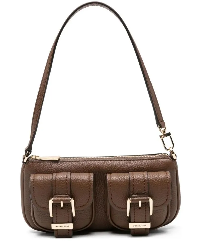 Michael Kors Hobo Bags Textured Brown Leather Shoulder Bag grau Grau