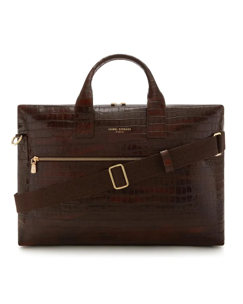 Isabel Bernard Aktentaschen Honoré Anique croco brown calfskin leather handbag braun Braun