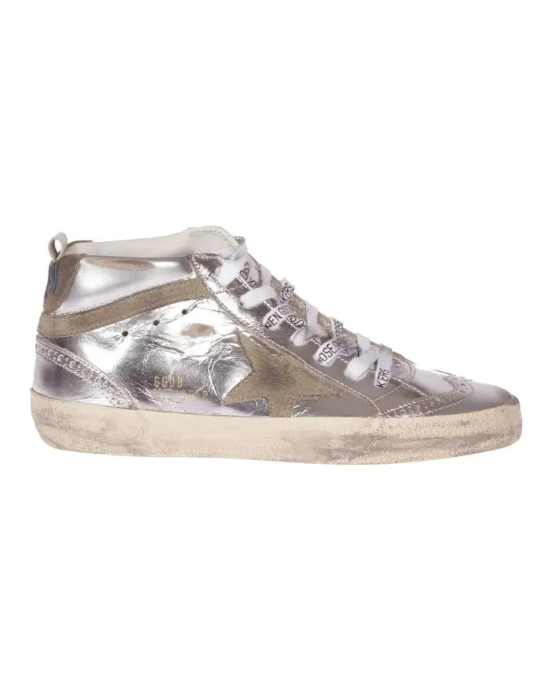 Golden Goose Low-Top Sneaker Mid Star Model Silver Leather Sneakers grau Grau