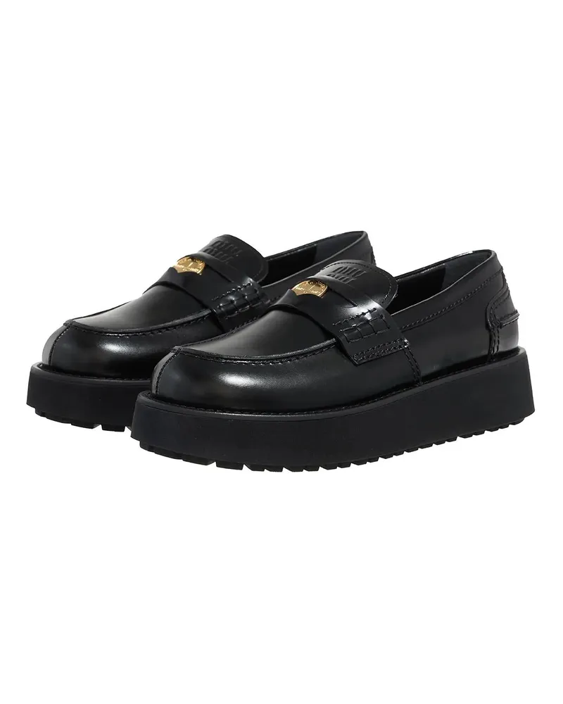 Miu Miu Loafer Pennyloafer Plateau schwarz Schwarz