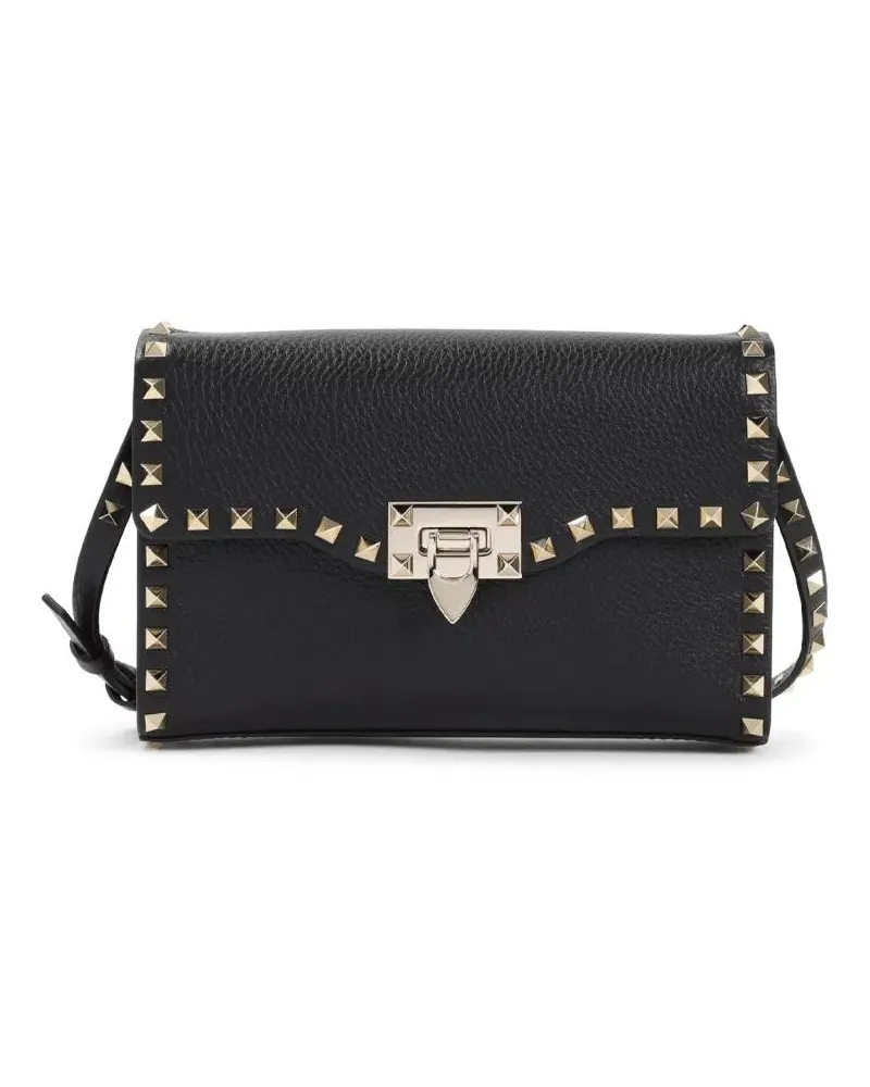 Valentino Garavani Hobo Bags Leather Shoulder Bag With Metallic Studs And Disti schwarz Schwarz