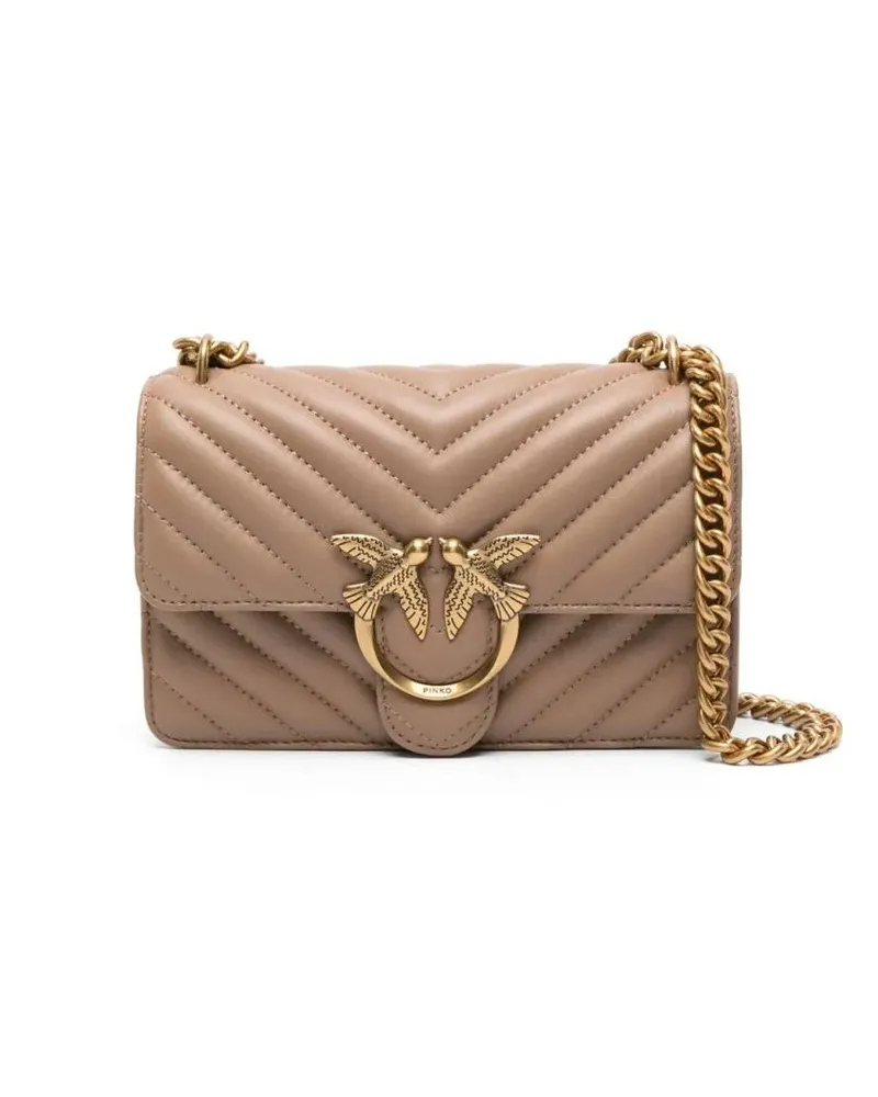 Pinko Crossbody Bags Chevron Quilted Handbag With Gold Emblem And Versa braun Braun