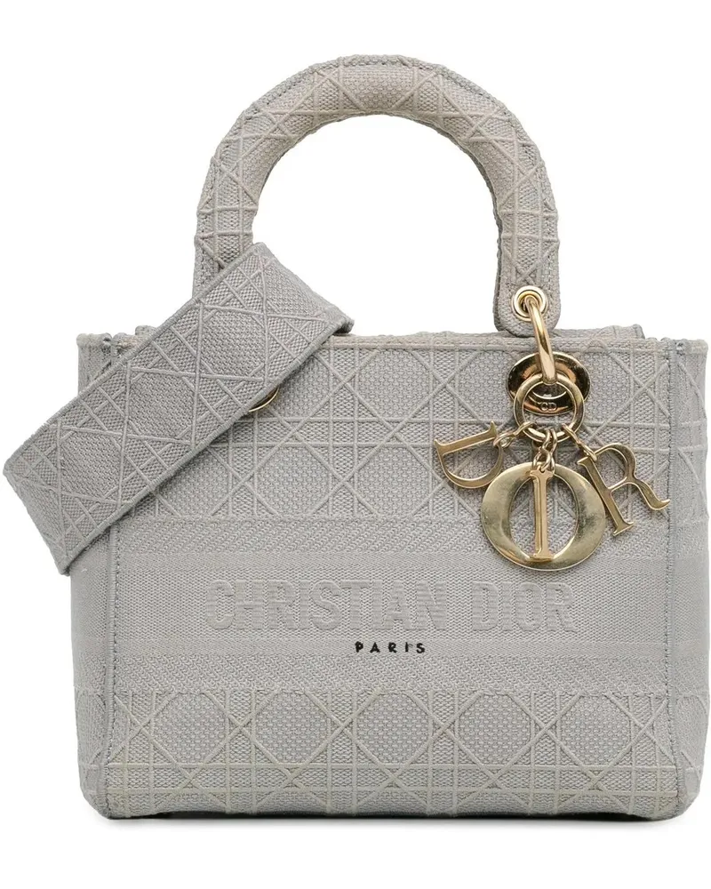 Dior Hobo Bags 2020 Medium Canvas Cannage Lady D Lite grau Grau