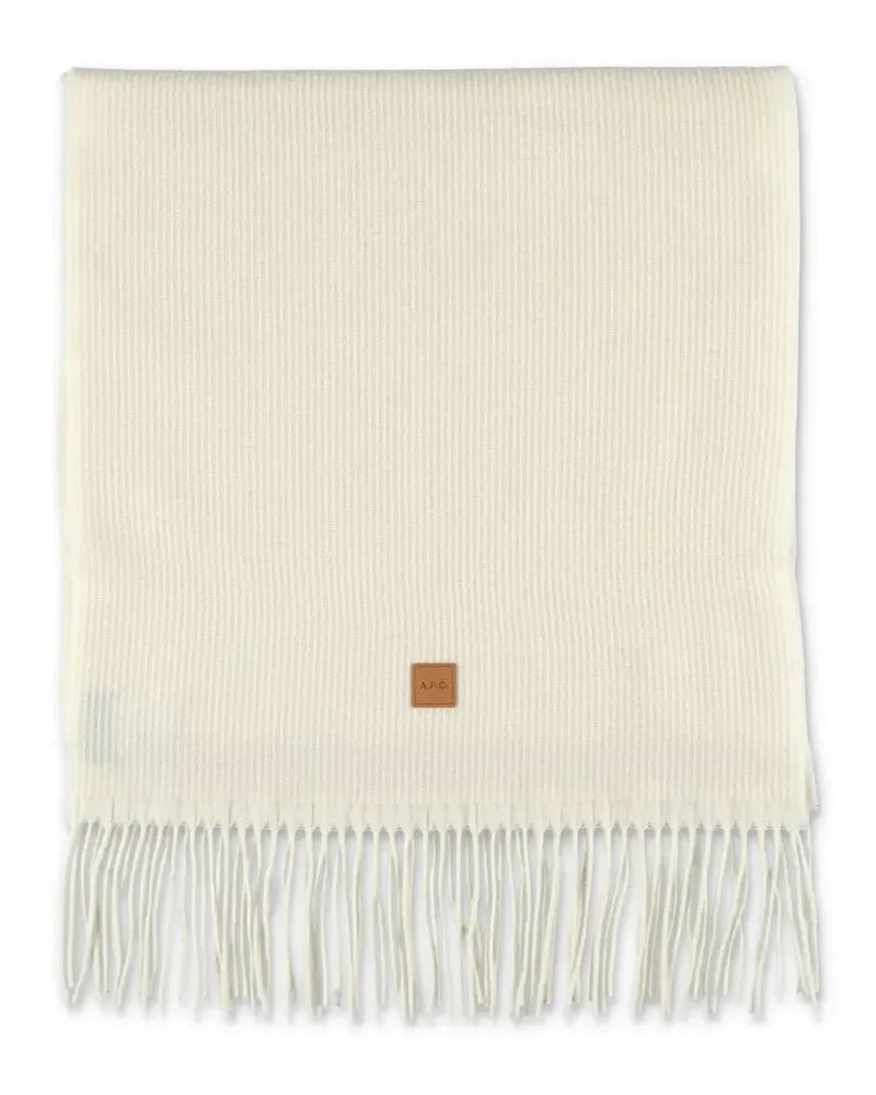 A.P.C. Tücher & Schals Aria Wool Scarf With Logo weiß Weiß