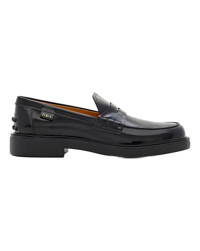TOD'S Polished Leather Loafers With Rounded Toe schwarz Schwarz
