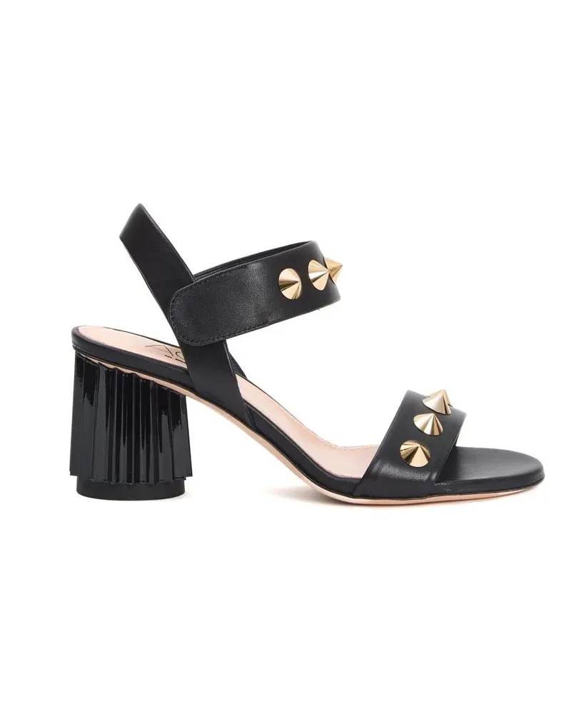 Attilio Giusti Leombruni Sandalen Black Leather Sandals With Studded Straps schwarz Schwarz