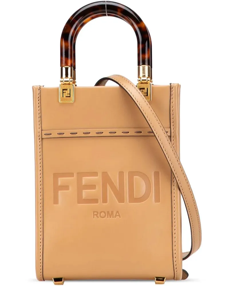Fendi Hobo Bags Mini Leather Sunshine Shopper Tote braun Braun