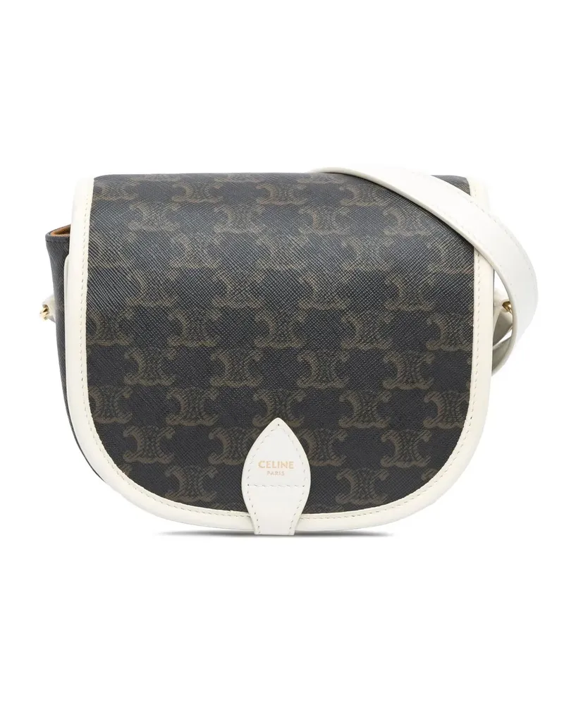 Celine Hobo Bags 2020 Medium Triomphe Coated Canvas Folco Crossbody braun Braun