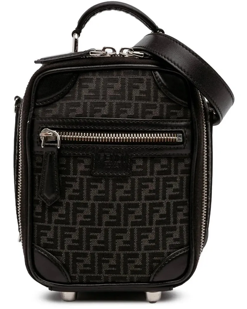 Fendi Hobo Bags Mini Zucchino Recycled Jacquard Trolley Satchel schwarz Schwarz