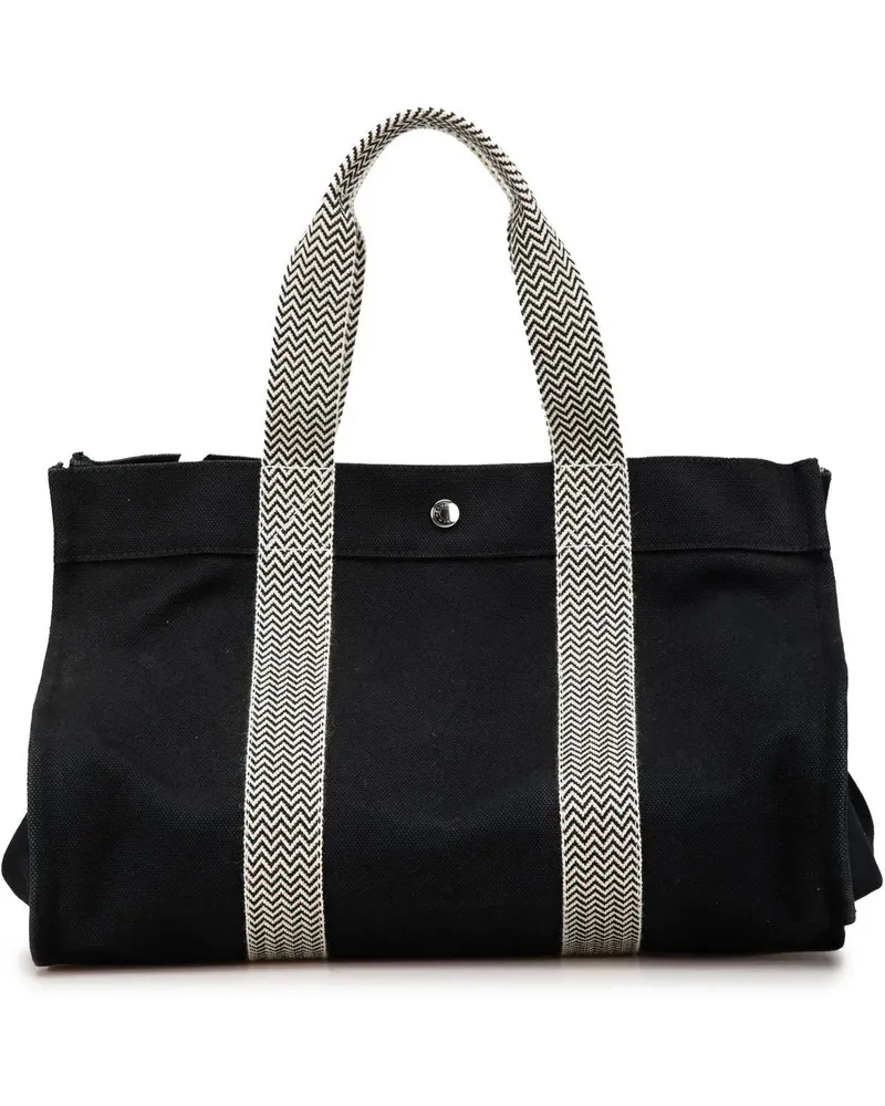 Hermès Shopper 2000-2010 Toile Cannes MM schwarz Schwarz