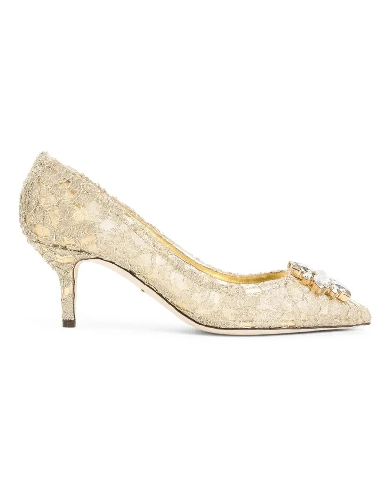 Dolce & Gabbana Hohe Schuhe Lace-Overlay Pumps With Pointed Toe beige Beige