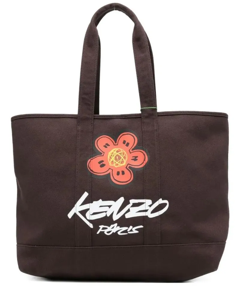 Kenzo Shopper & Totes Cotton Shopper Bag With Bold Graphics schwarz Schwarz