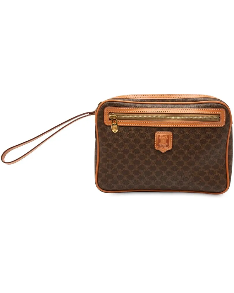 Celine Clutches Macadam Coated Canvas Clutch braun Braun
