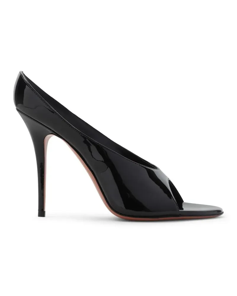 Amina Muaddi Sandalen Patented Leather Sandals With 10.5 Cm Heel schwarz Schwarz