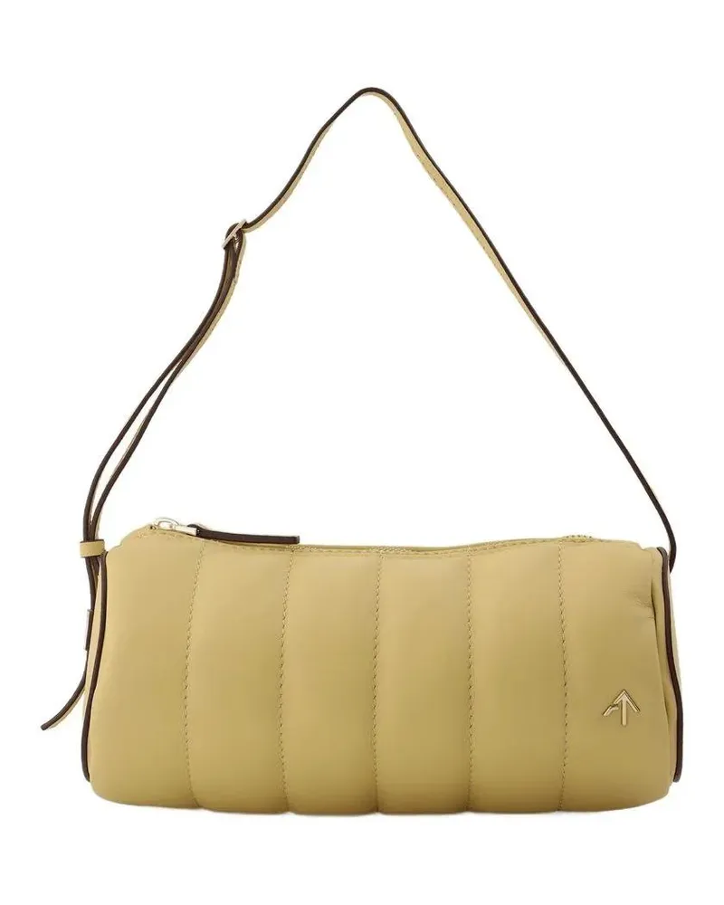 Manu Atelier Hobo Bags Padded Cylinder Bag In Cream Leather beige Beige