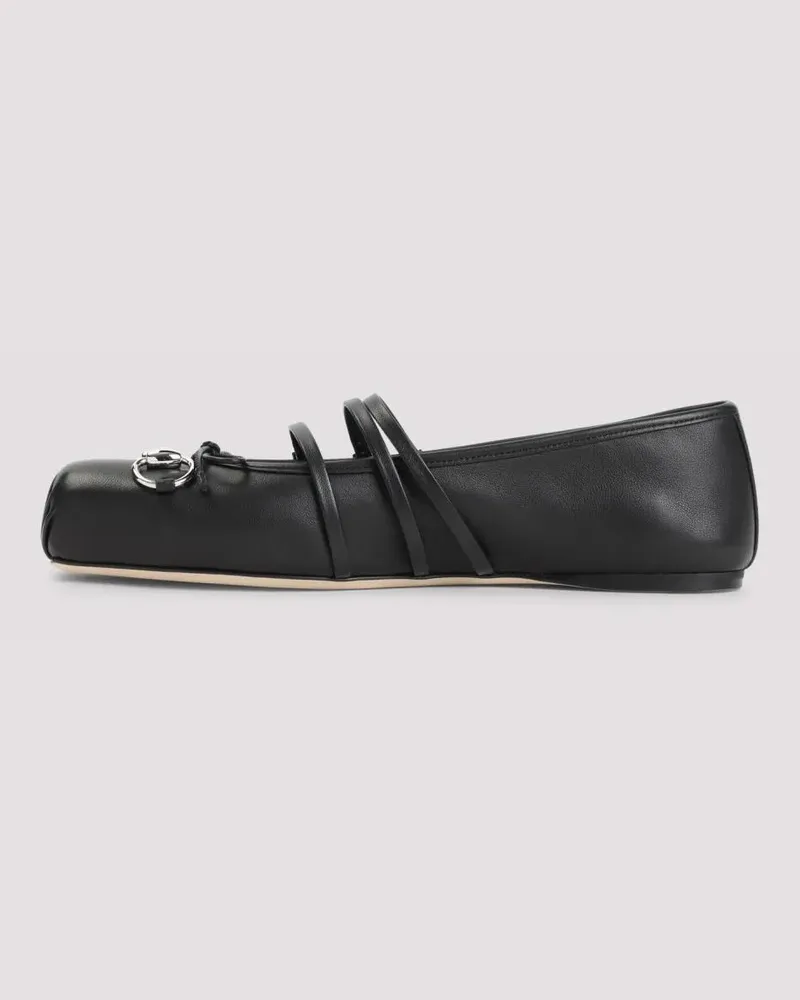 Gucci Horsebit Black Leather Ballerinas schwarz Schwarz