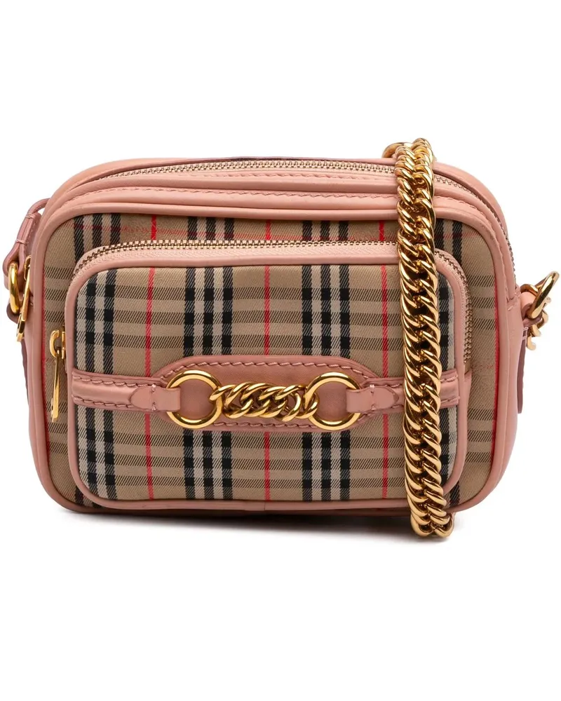 Burberry Hobo Bags 1983 Knight Check Canvas and Calfskin Link Camera braun Braun