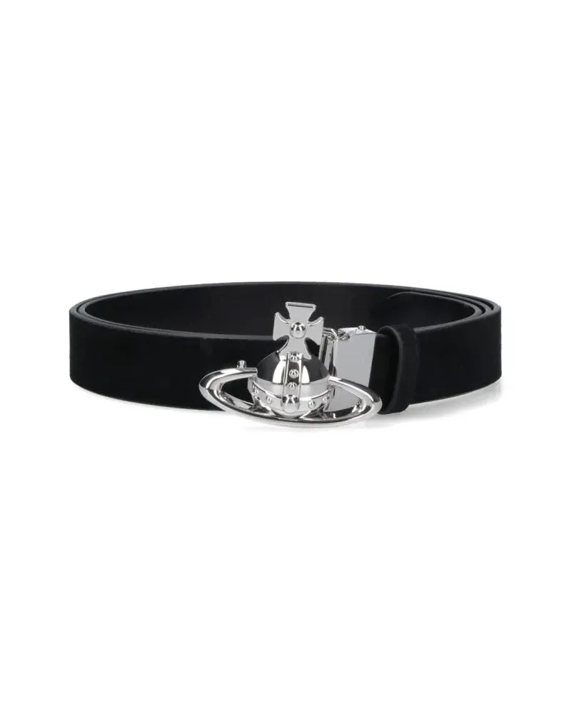 Vivienne Westwood Gürtel Reversible Black Suede And Leather Belt schwarz Schwarz