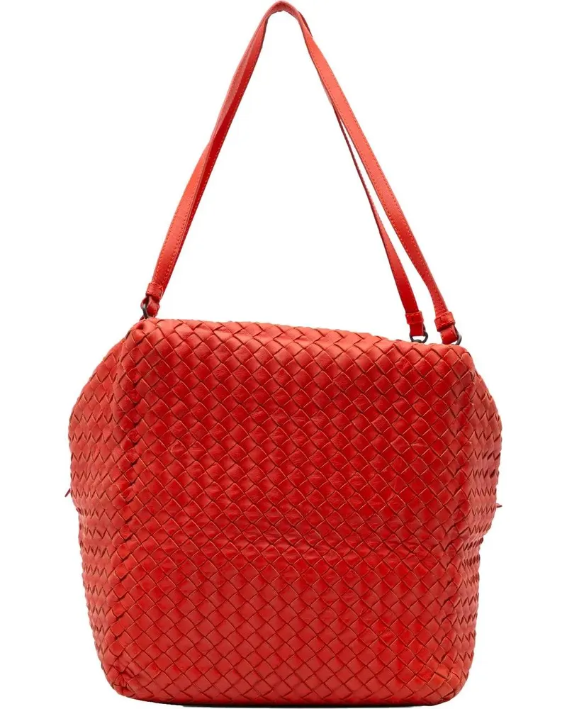Bottega Veneta Hobo Bags 2011 Nappa Intrecciato Cube Shoulder Bag rot Rot