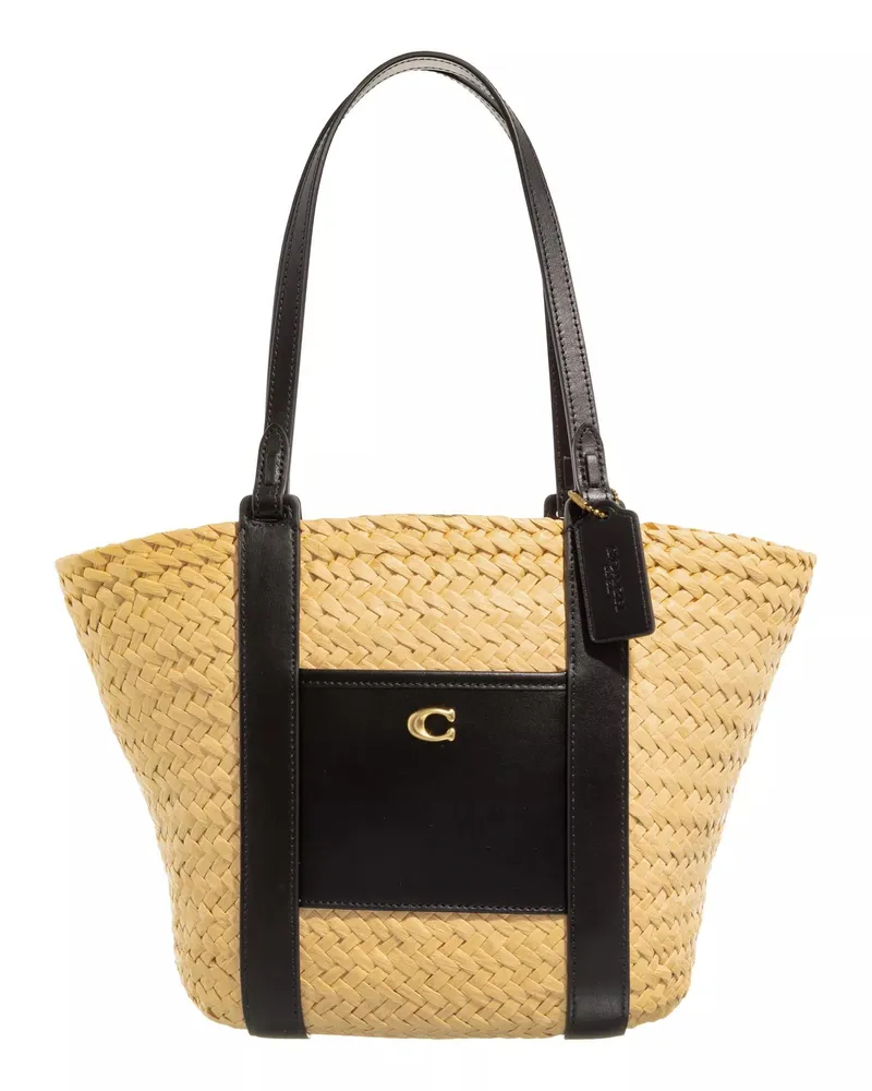 Coach Shopper Small Straw Pocket Tote beige Beige