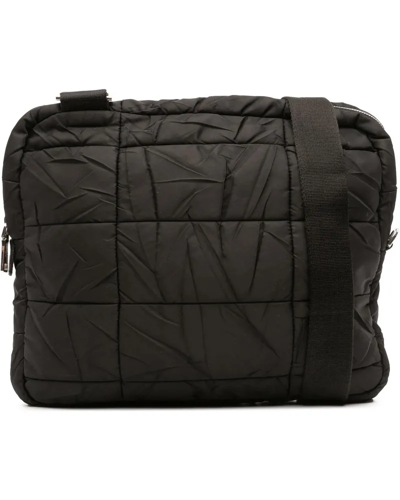 Prada Hobo Bags Quilted Tessuto Crossbody schwarz Schwarz