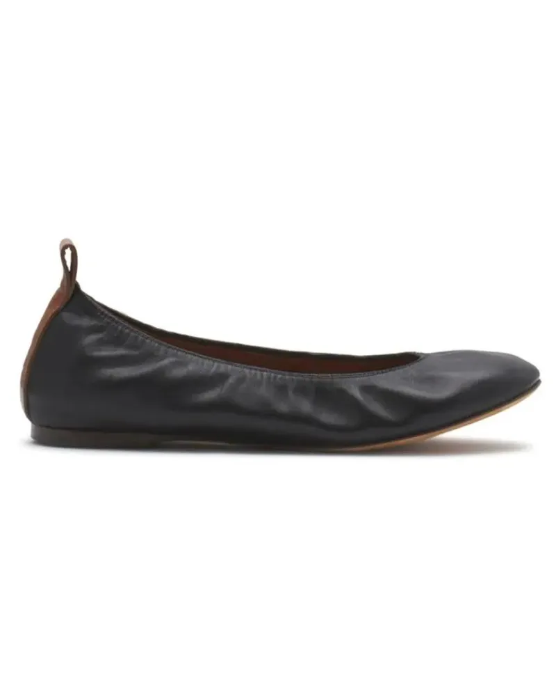 Lanvin Gathered Design Leather Ballerina Flats schwarz Schwarz