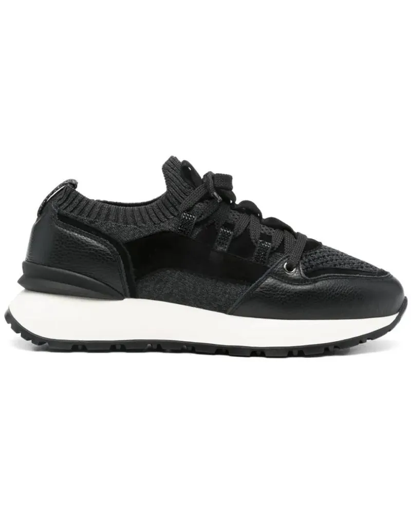 Doucal´s Low-Top Sneaker Textured Black Trainers With Durable Rubber Sole schwarz Schwarz