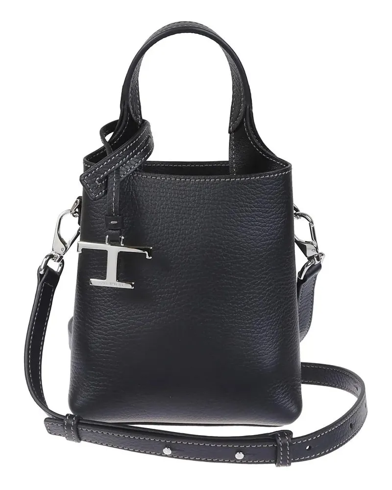 TOD'S Hobo Bags Structured Pebbled Leather Shoulder Bag With Dual schwarz Schwarz