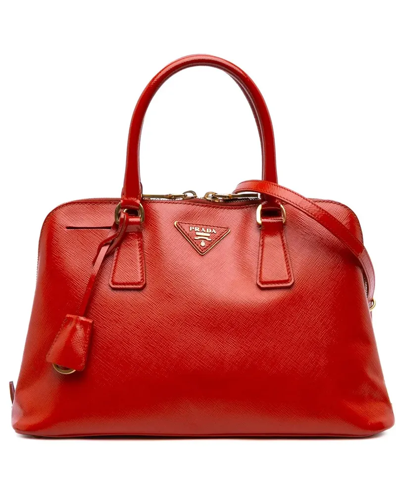 Prada Hobo Bags Medium Saffiano Vernice Promenade Satchel orange Orange