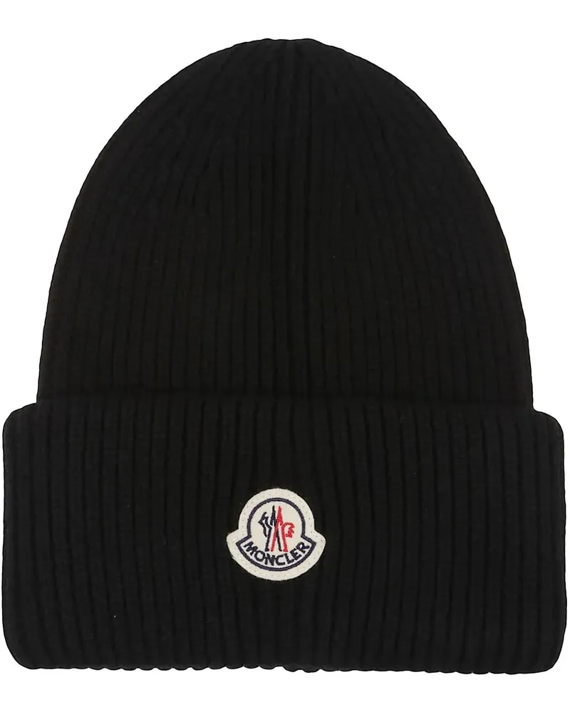 Moncler Caps & Mützen Tricot Beanie Black schwarz Schwarz