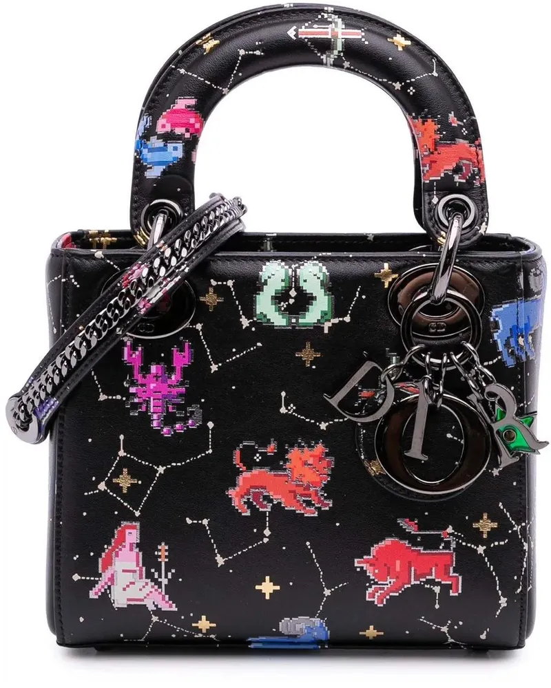 Dior Hobo Bags Mini Calfskin Pixel Zodiac Lady Dior schwarz Schwarz