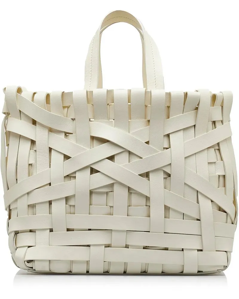 Jil Sander Crossbody Bags 2023 Woven Leather Basket Tote weiß Weiß