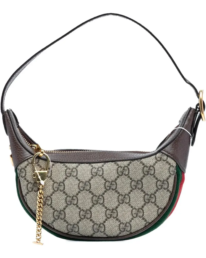 Gucci Hobo Bags Mini GG Supreme Web Ophidia Shoulder Bag braun Braun