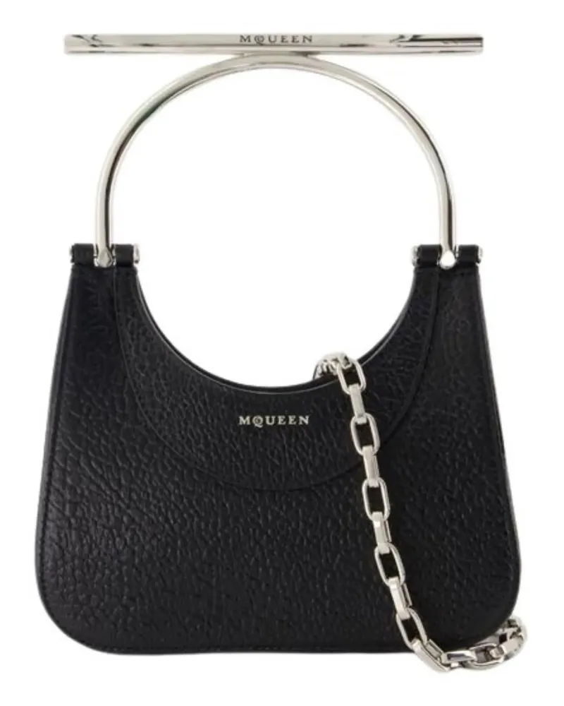 Alexander McQueen Hobo Bags Mini Cross Bar Purse - Leather - Black schwarz Schwarz