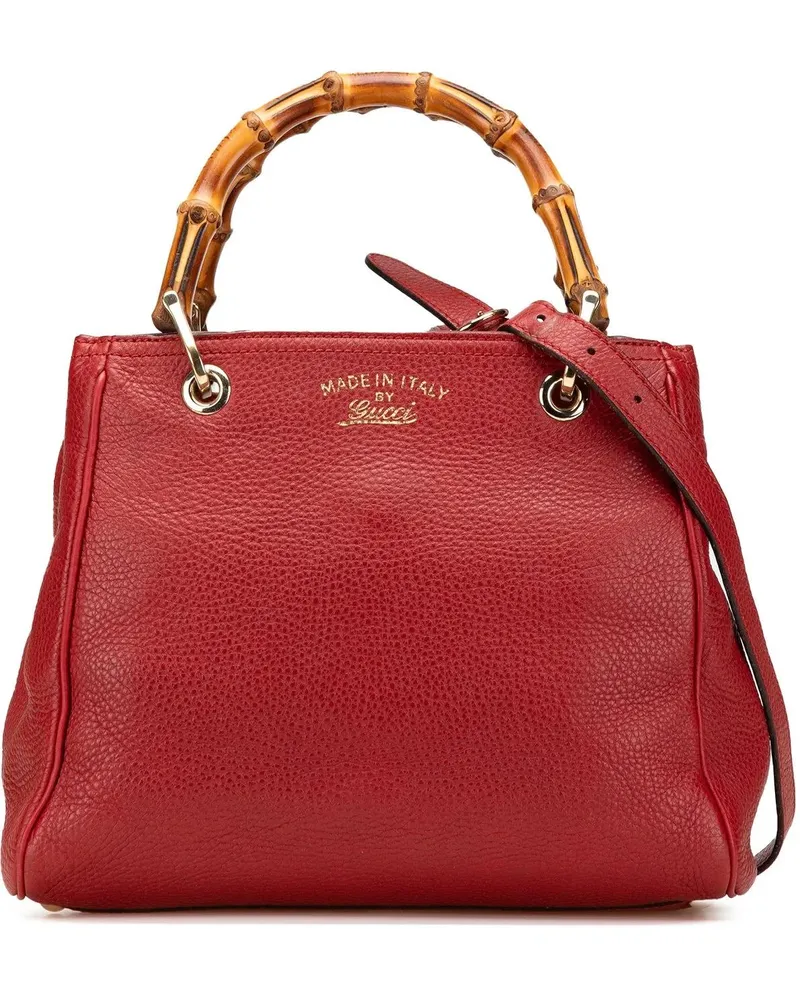 Gucci Hobo Bags Small Calfskin Bamboo Shopper Satchel rot Rot