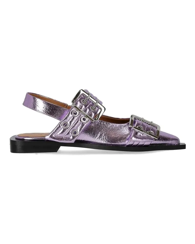 Ganni Lavender Slingback Ballet Flat Shoe With Buckles lila Lila