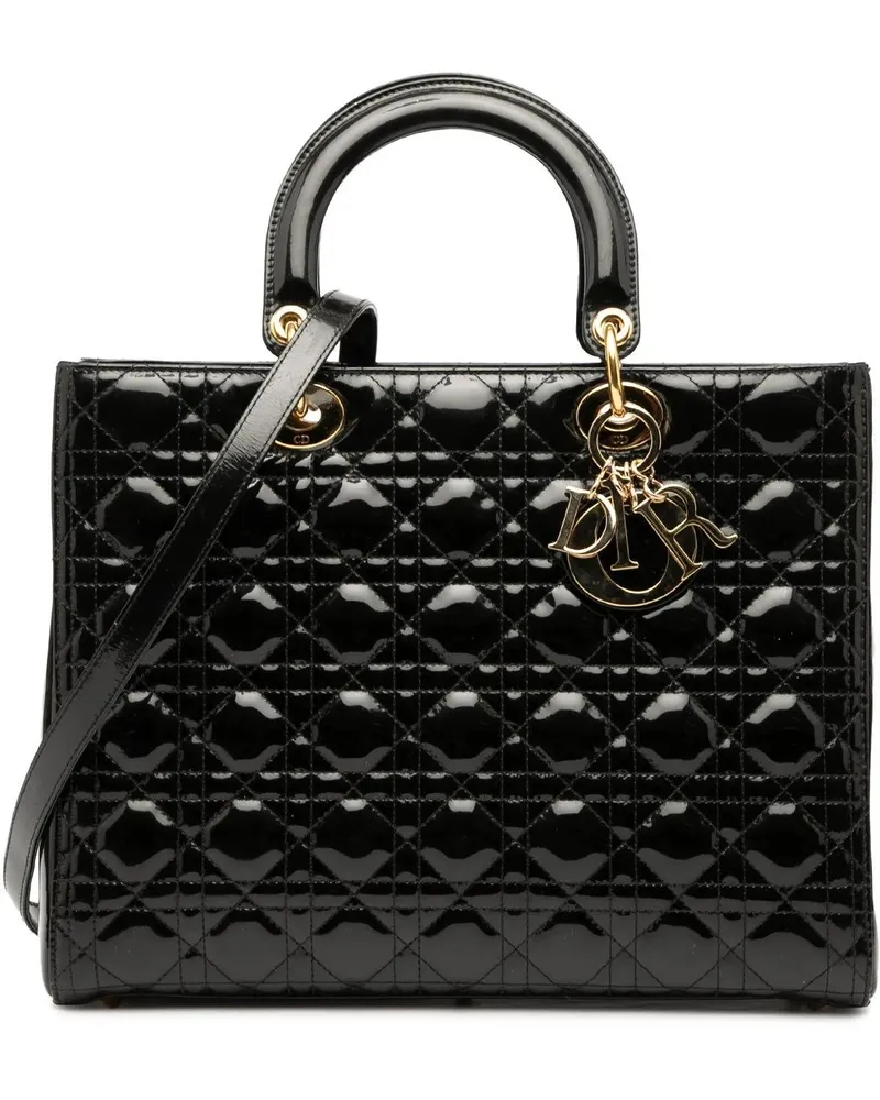 Dior Hobo Bags Large Patent Cannage Lady Dior schwarz Schwarz