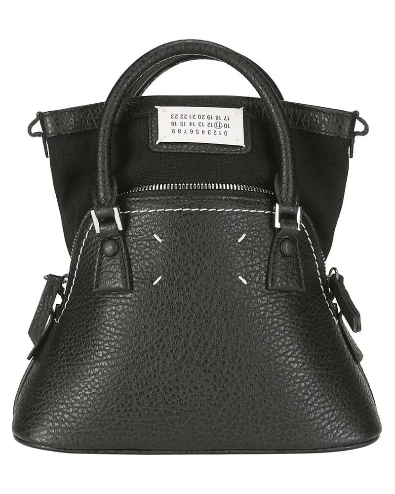 Maison Margiela Crossbody Bags Black Leather Handbag With Dual Handles schwarz Schwarz