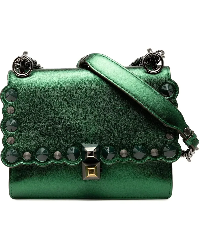 Fendi Hobo Bags Small Leather Scalloped Kan I Crossbody grün Grün