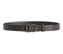 Gürtel Black Leather Belt With Logo Buckle schwarz