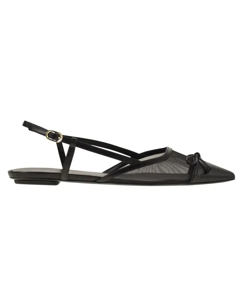 Stuart Weitzman Sandalen Kitty - Leather And Transparent Fabric Slingback schwarz Schwarz