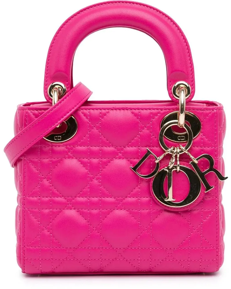 Dior Hobo Bags 2013 Mini Lambskin Cannage Lady Dior rosa Gold