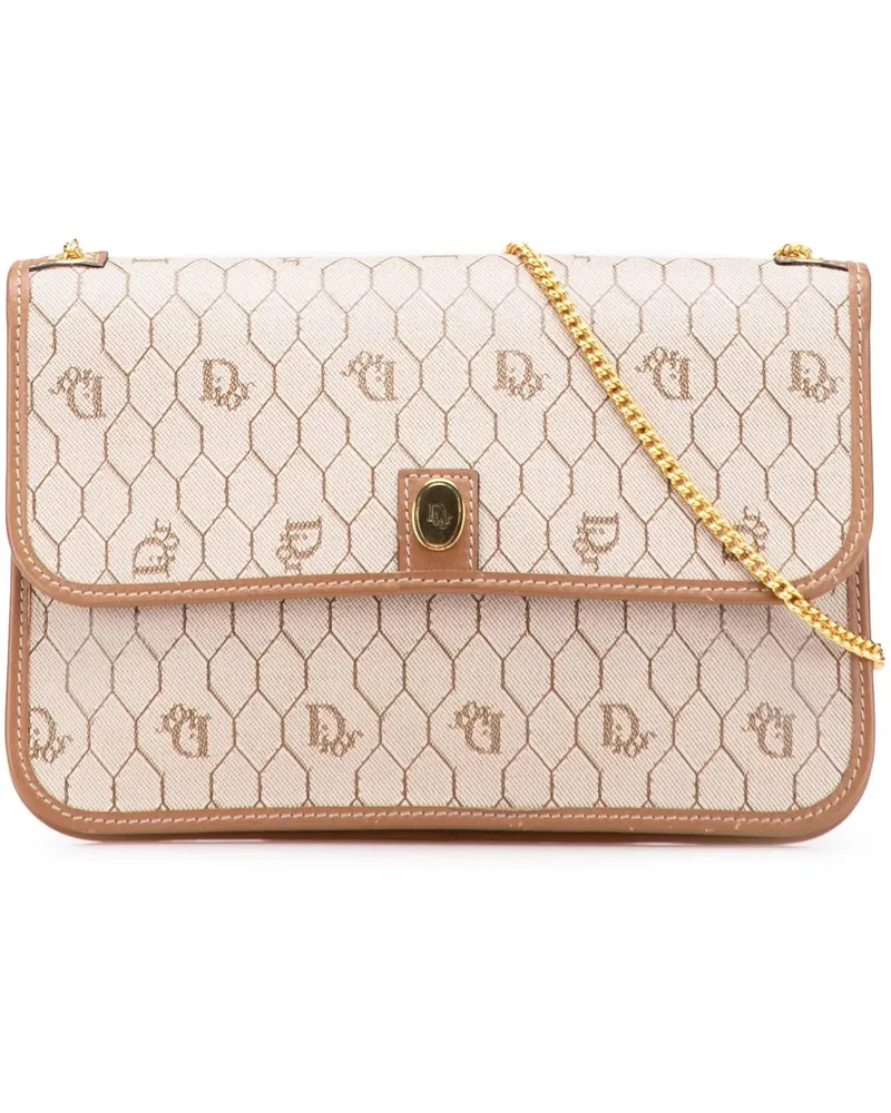 Dior Hobo Bags Honeycomb Coated Canvas Chain Crossbody braun Braun