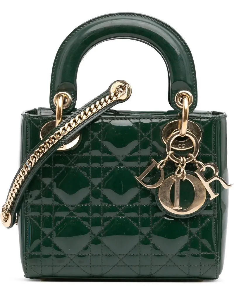 Dior Hobo Bags Mini Patent Cannage Lady Dior grün Grün